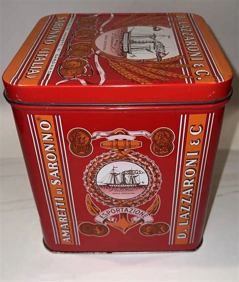 Vintage Old Metal Box Biscuits D. Lazzaroni & C. Advertising